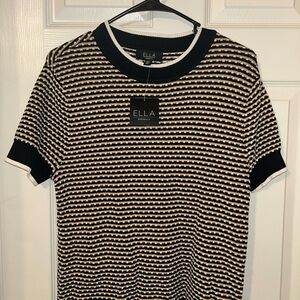 Ella Monochrome Birds Eye Knit Top